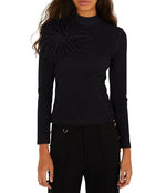 Load image into Gallery viewer, Long Sleeve Flower Top in Black
