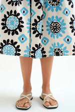 Load image into Gallery viewer, Waterfall Print Midi Skirt in Light Blue and Black
