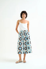 Load image into Gallery viewer, Waterfall Print Midi Skirt in Light Blue and Black
