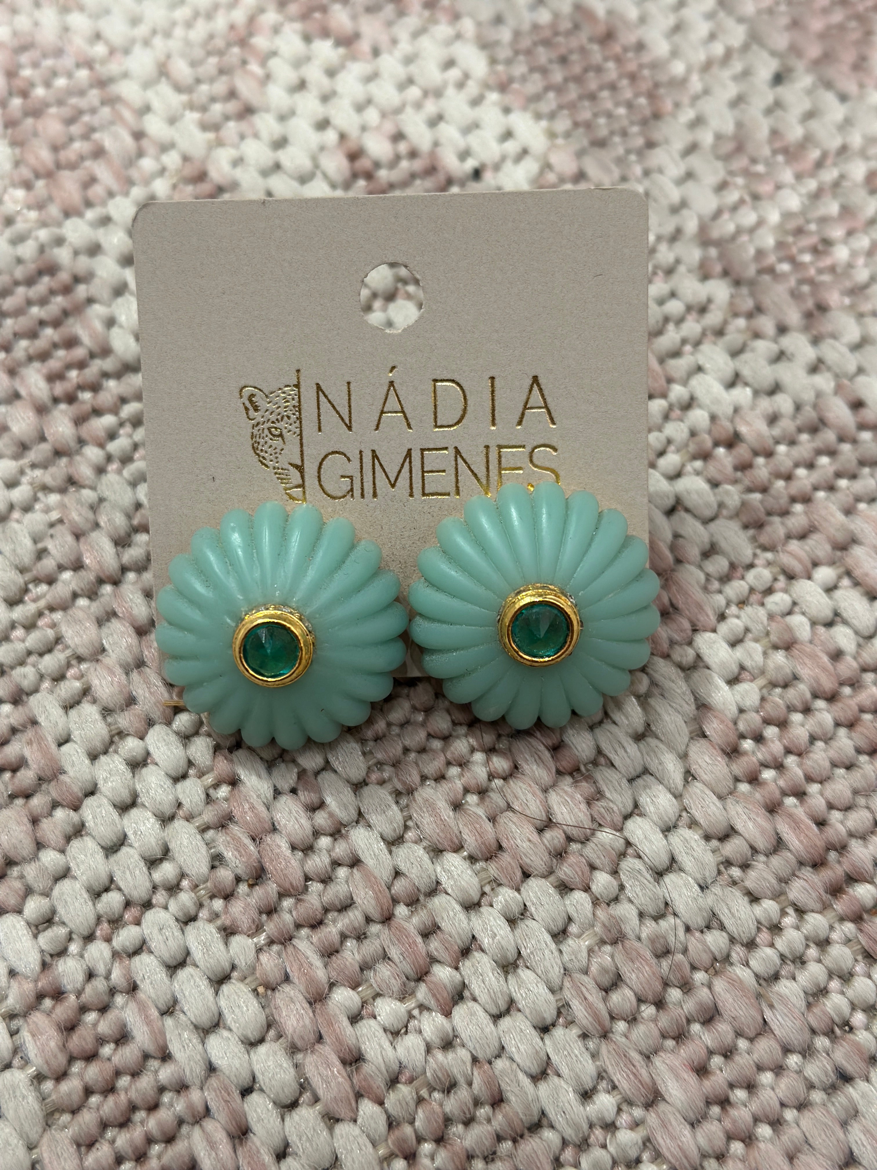 Medium Lamp Button Earring in Turquoise