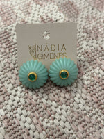 Load image into Gallery viewer, Medium Lamp Button Earring in Turquoise
