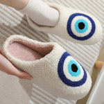 Load image into Gallery viewer, Blue Evil Eye Cozy Slippers
