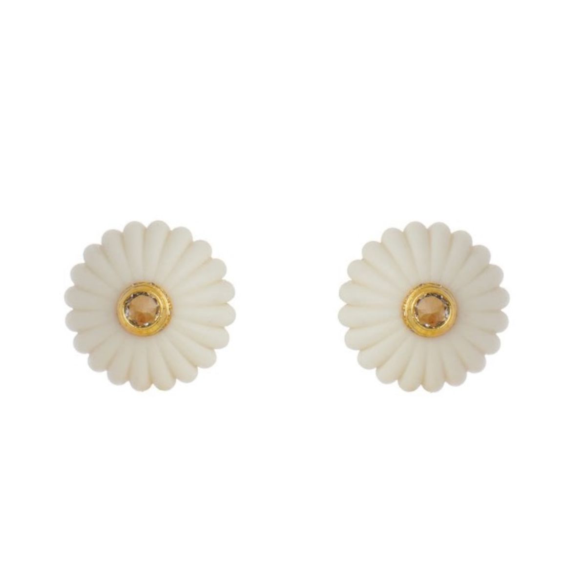 Medium Lamp Button Earring in Ivory