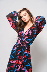 Load image into Gallery viewer, Bridge Maxi Dress in Multi Squiggle Leaves
