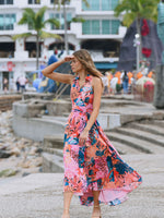 Load image into Gallery viewer, Vela Dress in Vibrant Boho Botanical
