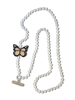 Load image into Gallery viewer, Hand-painted Monarch Butterfly Gemstone Crossbody Phone Chain in White
