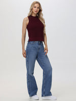 Load image into Gallery viewer, Demi High Crewneck Cotton Tank in Oxblood
