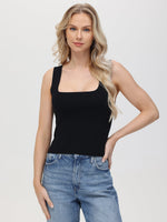 Load image into Gallery viewer, Eva Square Neck Tank in Black
