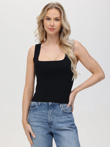 Eva Square Neck Tank in Black