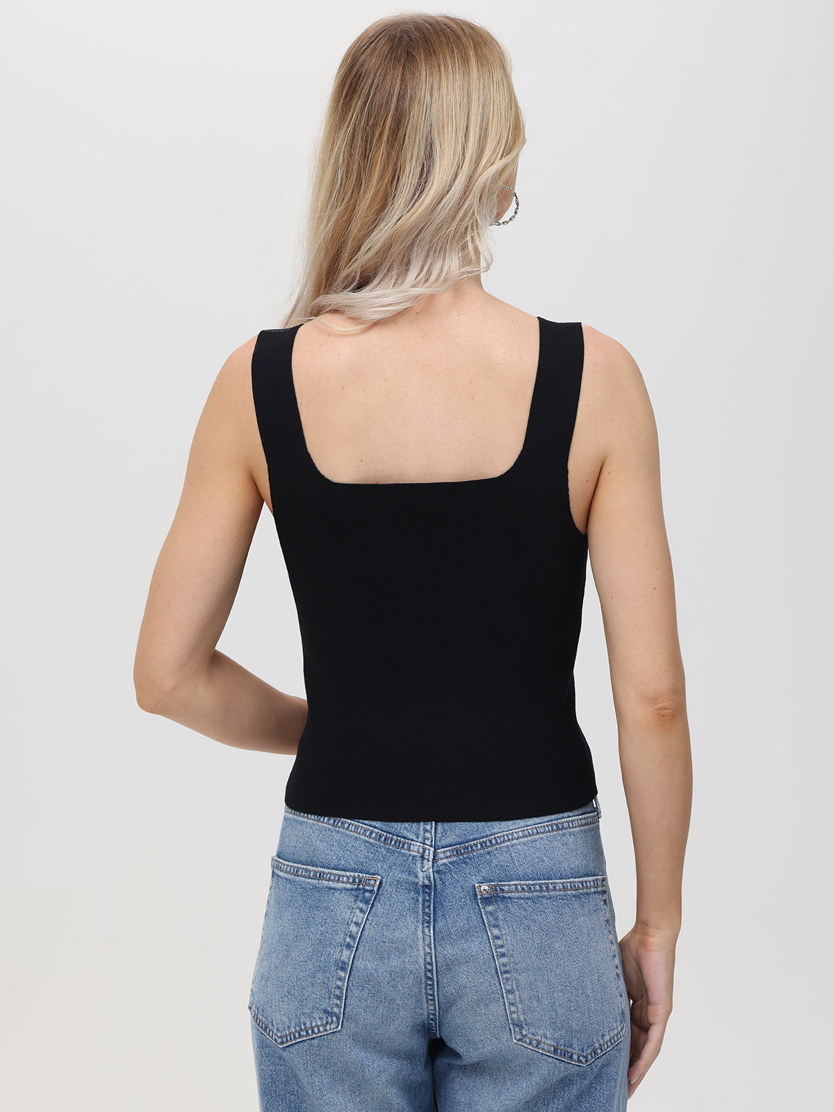 Eva Square Neck Tank in Black