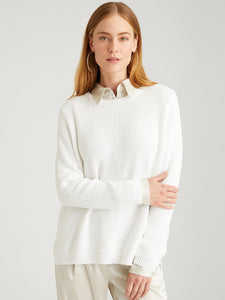 Emma Cotton Shaker Sweater in Chalk