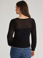 Load image into Gallery viewer, Puff Sleeve Mesh Pullover in Black
