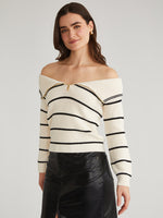 Load image into Gallery viewer, Off Shoulder Stripe Pullover in Sea Salt Multi
