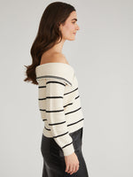 Load image into Gallery viewer, Off Shoulder Stripe Pullover in Sea Salt Multi
