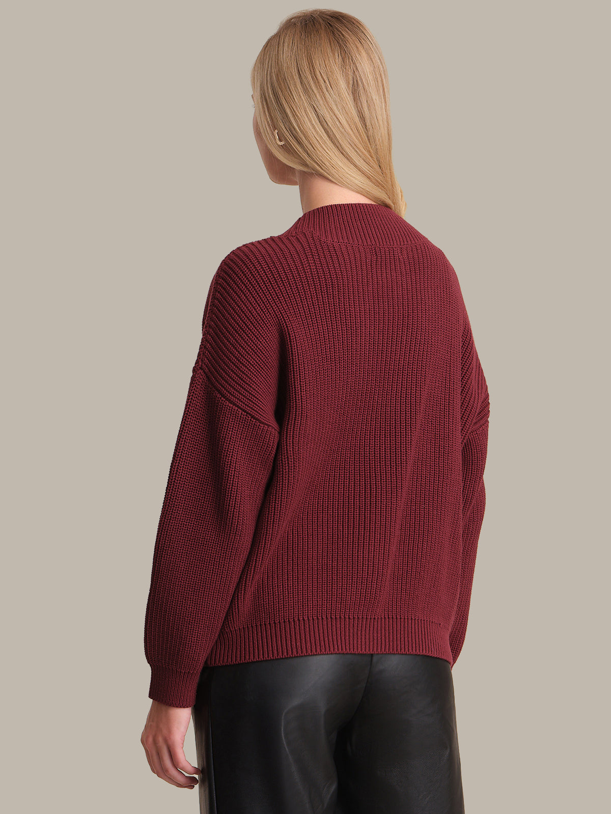 Celeste Button Down Cotton Cardigan in Oxblood