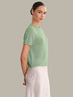 Load image into Gallery viewer, Terri Roll Edge Short Sleeve Sweater in Silt Green
