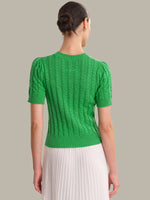 Load image into Gallery viewer, Harper Pointelle Puff Sleeve Pullover in Kelly Green
