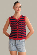 Load image into Gallery viewer, Isla Striped Button Front Vest in Racing Red
