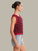 Load image into Gallery viewer, Isla Striped Button Front Vest in Racing Red
