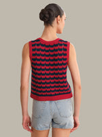 Load image into Gallery viewer, Isla Striped Button Front Vest in Racing Red
