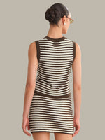 Load image into Gallery viewer, Alessia Teddy Stripe Crew Neck Tank in Shaved Chocolate Combo
