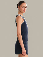 Load image into Gallery viewer, Maren Contrast Henley Tank in Dark Blue Combo
