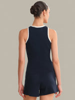 Load image into Gallery viewer, Maren Contrast Henley Tank in Dark Blue Combo
