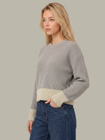 Load image into Gallery viewer, Sienna Stripe Rib Pullover in Grey Pearl Combo
