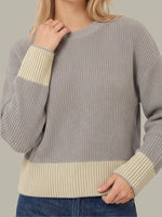 Load image into Gallery viewer, Sienna Stripe Rib Pullover in Grey Pearl Combo
