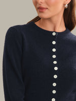 Load image into Gallery viewer, Betsy Classic Cashmere Cardigan in Dark Blue

