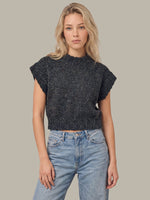 Load image into Gallery viewer, Greer Short Sleeve Dolman Sweater in Marled Black
