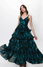 Load image into Gallery viewer, Freya Dress in Contrast Brushstroke Floral in Dark Blue
