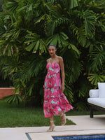 Load image into Gallery viewer, Caletta Sleeveless Multi Tiered Maxi Dress in Fuchsia
