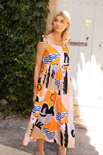 Load image into Gallery viewer, Tie Strap Pocket Midi Dress in Riviera Orange

