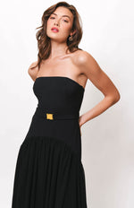 Load image into Gallery viewer, Carmel Strapless Drop-waist Maxi Dress in Black
