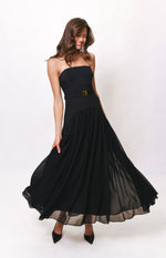 Load image into Gallery viewer, Carmel Strapless Drop-waist Maxi Dress in Black
