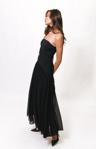 Carmel Strapless Drop-waist Maxi Dress in Black