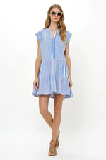 Load image into Gallery viewer, Roll Sleeve Dress in Henley Blue
