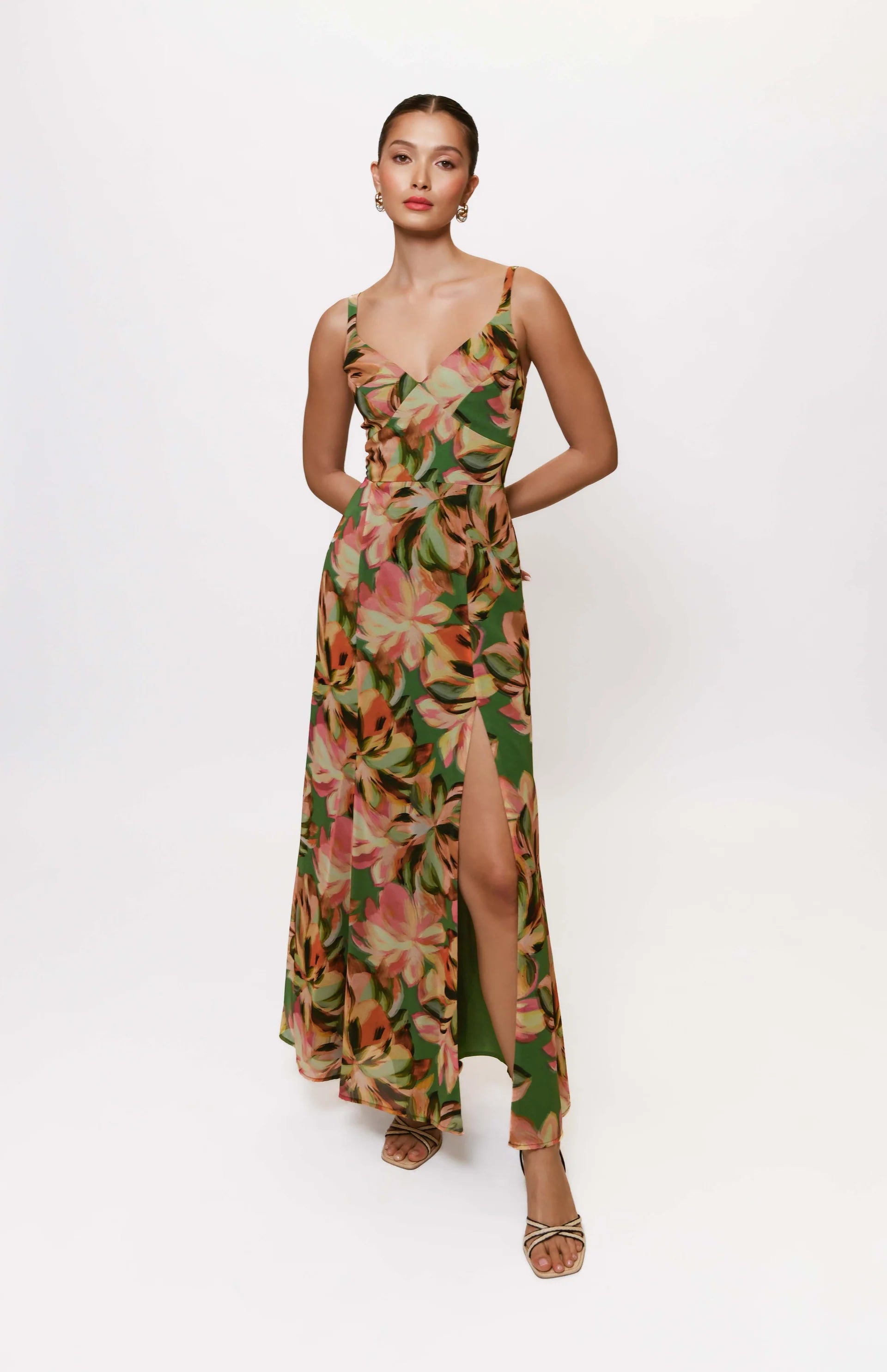 Mikayla Dress in Sage Tropical Jungle