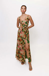 Mikayla Dress in Sage Tropical Jungle