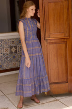 Load image into Gallery viewer, Sleeveless Smocked Maxi Dress in Helene Blue
