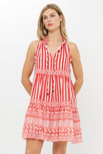 Load image into Gallery viewer, Sleeveless Tiered Short Dress in Santorini Red
