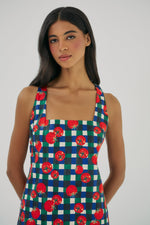 Load image into Gallery viewer, Sara Dress in Gingham Tomatoes
