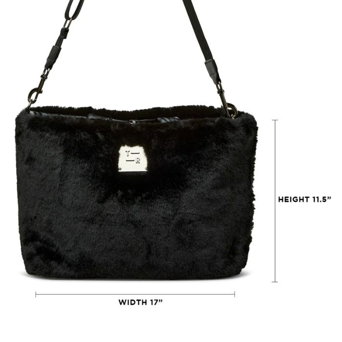 Duplex Reversible Faux Fur Tote in Black