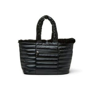 Duplex Reversible Faux Fur Tote in Black