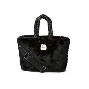Duplex Reversible Faux Fur Tote in Black