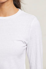 Load image into Gallery viewer, Jamie Recycled Cotton Long Sleeve Crew in White
