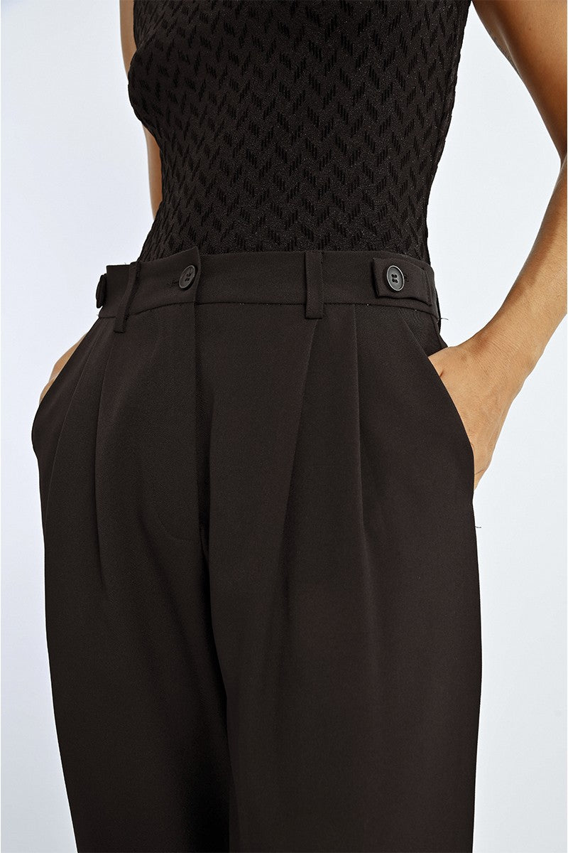 Wide Pleated Pants in Black