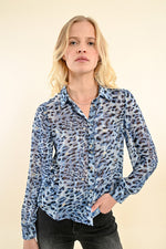 Load image into Gallery viewer, Animal Print Blouse in Blue Paula
