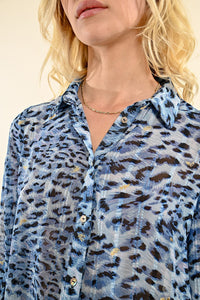 Animal Print Blouse in Blue Paula